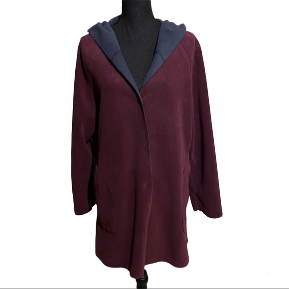 Great Cavalier Jackets & Blazers - Great Cavalier by St. Paul Fleece Hooded Snap Front Long Line Jacket Women's L